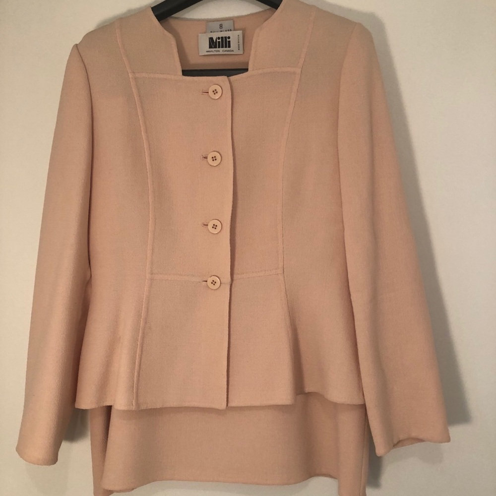 Soft pink crepe Bill Blass skirt suit